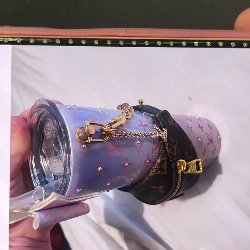 Louis Vuitton Lavender and Black Tumbler with Gold Accents